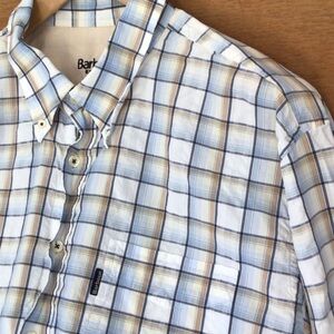 Barbour Blue and Cream Plaid Casual Button Down Shirt